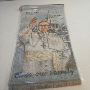 Pope Francis Religious Icon Italy Tapestry Wall Art Hanging New Catholic Rosary